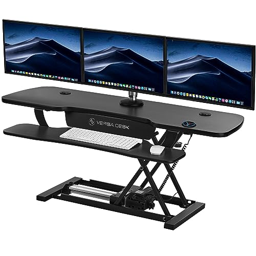 Electric Standing Desk Converter, Height Adjustable Sit to Stand Riser, Dual Monitor Workstation, Black Z74939