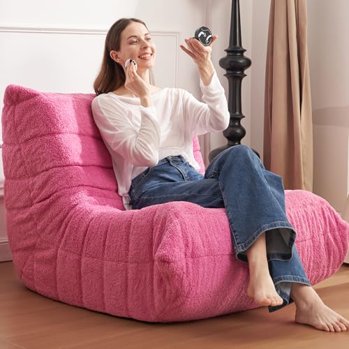 Bean Bag Chair for Adults with Memory Foam, Black Plush X409228
