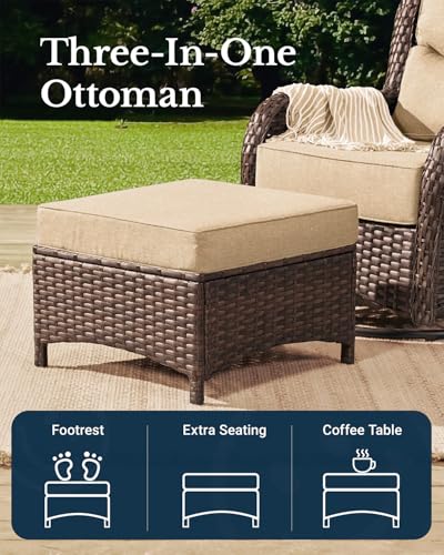 Outdoor Wicker Conversation Set with Cushions, 7 Pieces P4930