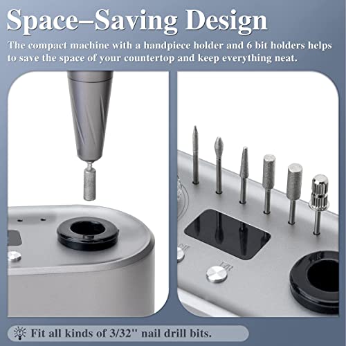 40000 RPM Nail Drill Machine for Acrylic and Gel Nails, Professional Electric Nail File with Light, Gray R73546