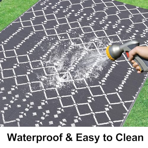 Waterproof Outdoor Rug 5x8 ft, Reversible Plastic Straw Patio Mat Z2613
