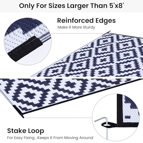 Waterproof Outdoor Rug 5x8 ft, Reversible Plastic Straw Patio Mat Z2613