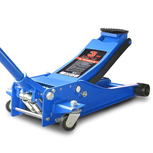 4 Ton Low Profile Floor Jack, Heavy Duty Steel Hydraulic with Dual Pistons Quick Lift Pump P3195