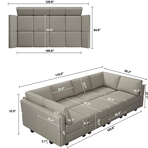 Modular Velvet Sectional Sofa with Chaise Lounge and Storage X4138