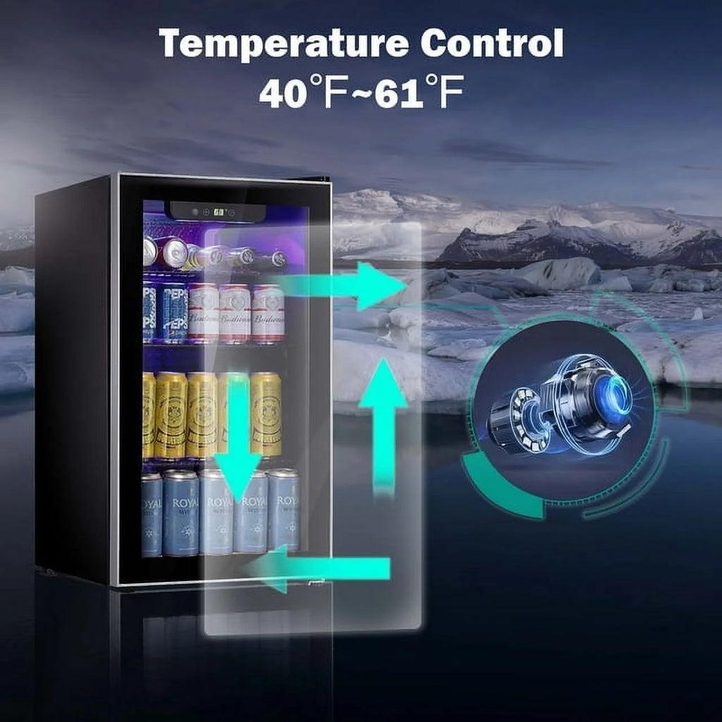 3.2 Cu.ft Beverage Refrigerator Cooler - 120 Can Mini Fridge with Glass Door E876188