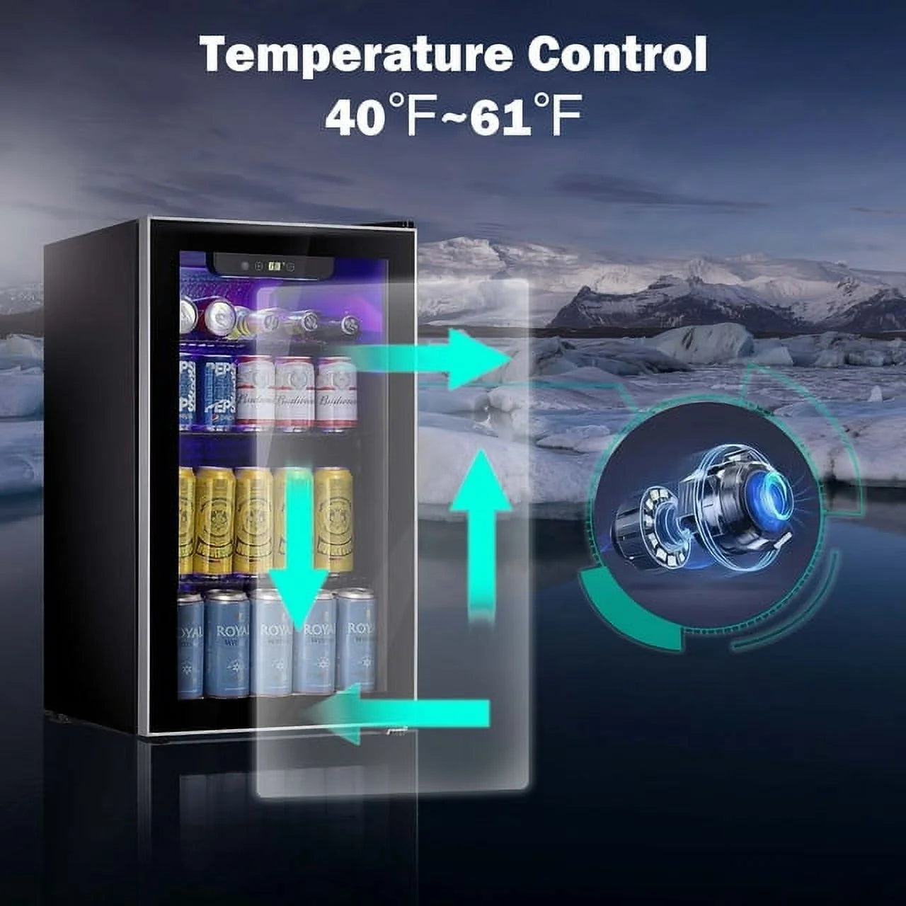 3.2 Cu.ft Beverage Refrigerator Cooler - 120 Can Mini Fridge with Glass Door E876188