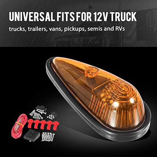 Amber Teardrop Cab Light 9LED 5pcs with Wiring for Trucks, Vans, Pickups, and RVs Z19053