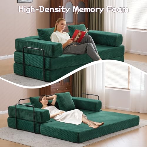 Foldable Floor Sofa Bed with Pillow Back and Armrest, Dark Gray S29408