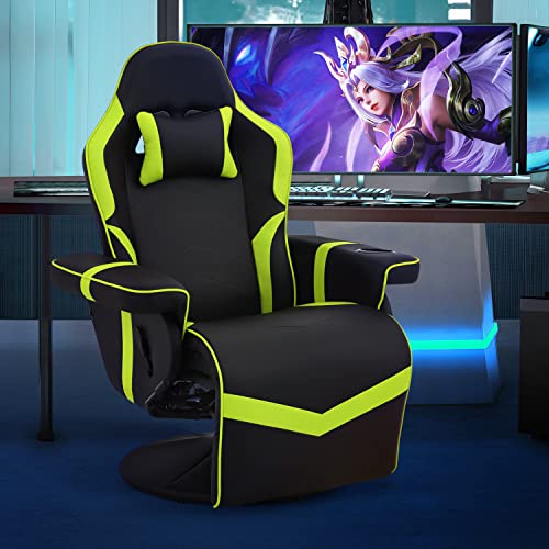 360° Swivel Gaming Recliner Chair, Ergonomic PU Leather with Adjustable Backrest, Footrest, Cup Holder M2617