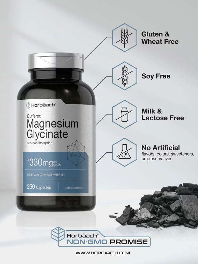 Magnesium Glycinate 1330mg, 250 Capsules G319