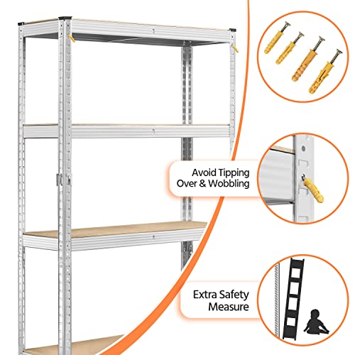 5-Tier Adjustable Metal Shelving Unit for Garage, Pantry, and Warehouse M7734