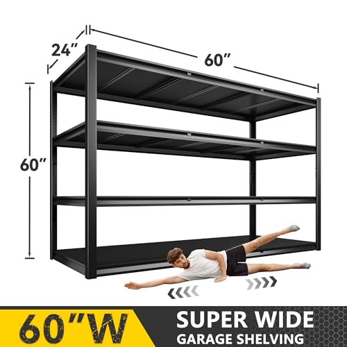 60" W Garage Shelving, 5-Tier Heavy Duty Metal Storage Shelves B8137