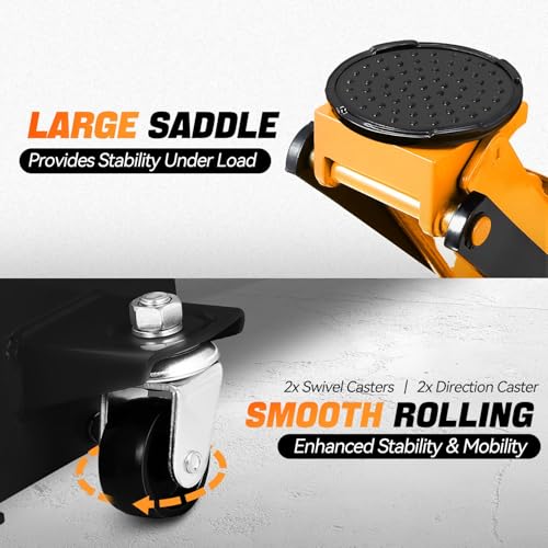 4 Ton Low Profile Floor Jack, Heavy Duty Steel Hydraulic with Dual Pistons Quick Lift Pump P3195