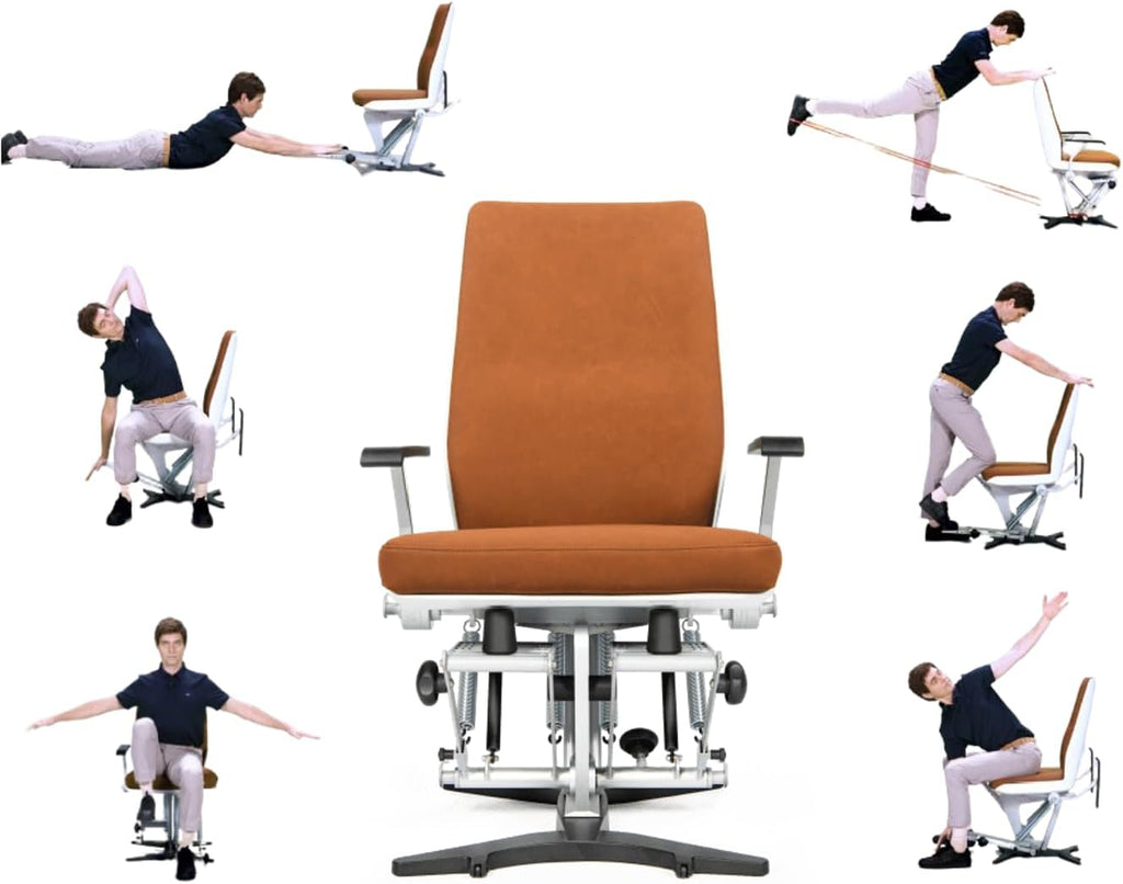 Ergonomic Office Chair & Exercise Chair for Home Gym - Pilates & Yoga Reformer, Core Strengthening, Body Stretching Workout Machine