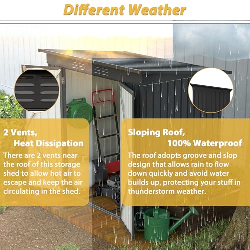 Outdoor Storage Shed, Heavy-Duty All-Weather Tool Shed with Lockable Doors C3585
