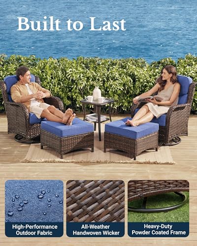 Outdoor Wicker Conversation Set with Cushions, 7 Pieces P4930