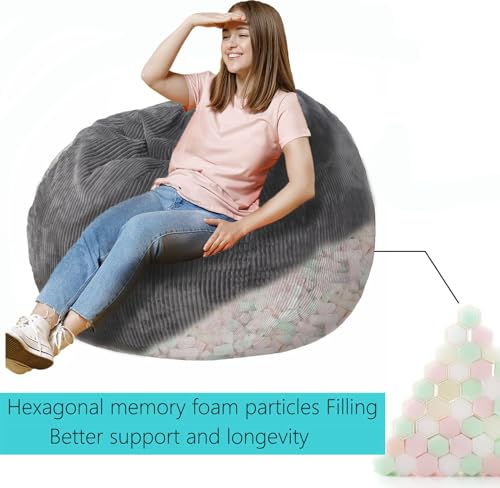Faux Fur Bean Bag Chair for Adults with Filling Q65946