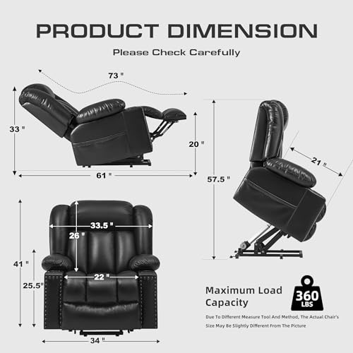 Power Lift Recliner Chair for Elderly with Heat and Massage, Adjustable Positions, Dark Brown P618617