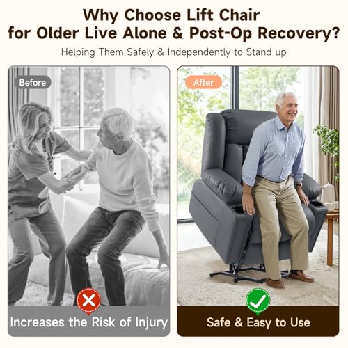 Power Lift Recliner Chair for Elderly with Heat and Massage, Adjustable Positions, Dark Brown P618617