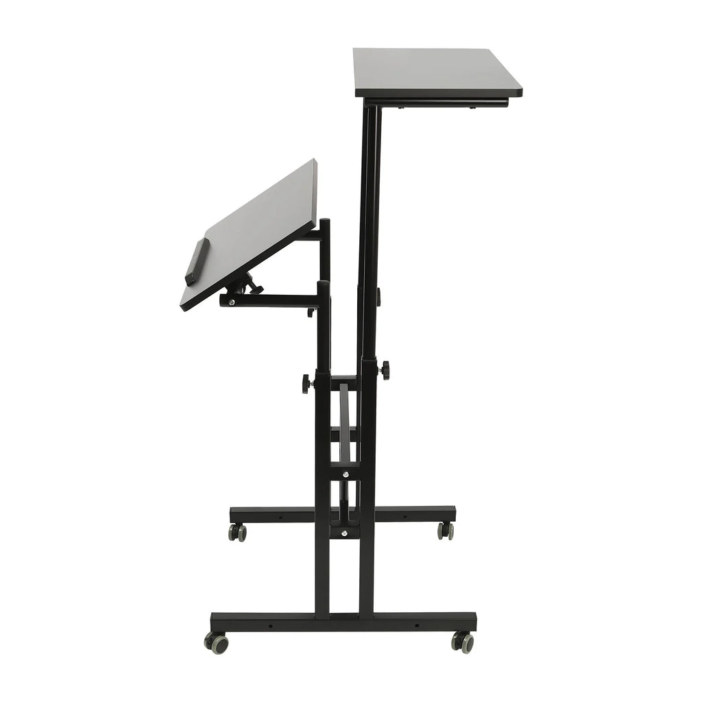24" Mobile Stand Up Desk Adjustable Height with Wheels for Home Office A350689