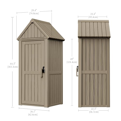 Outdoor Storage Shed with Lock, Waterproof Resin Garden Cabinet K95396