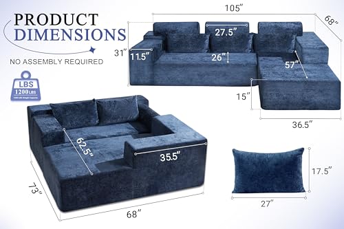 L-Shape Modular Sectional Sofa with Deep Seat, No Assembly Required C597556