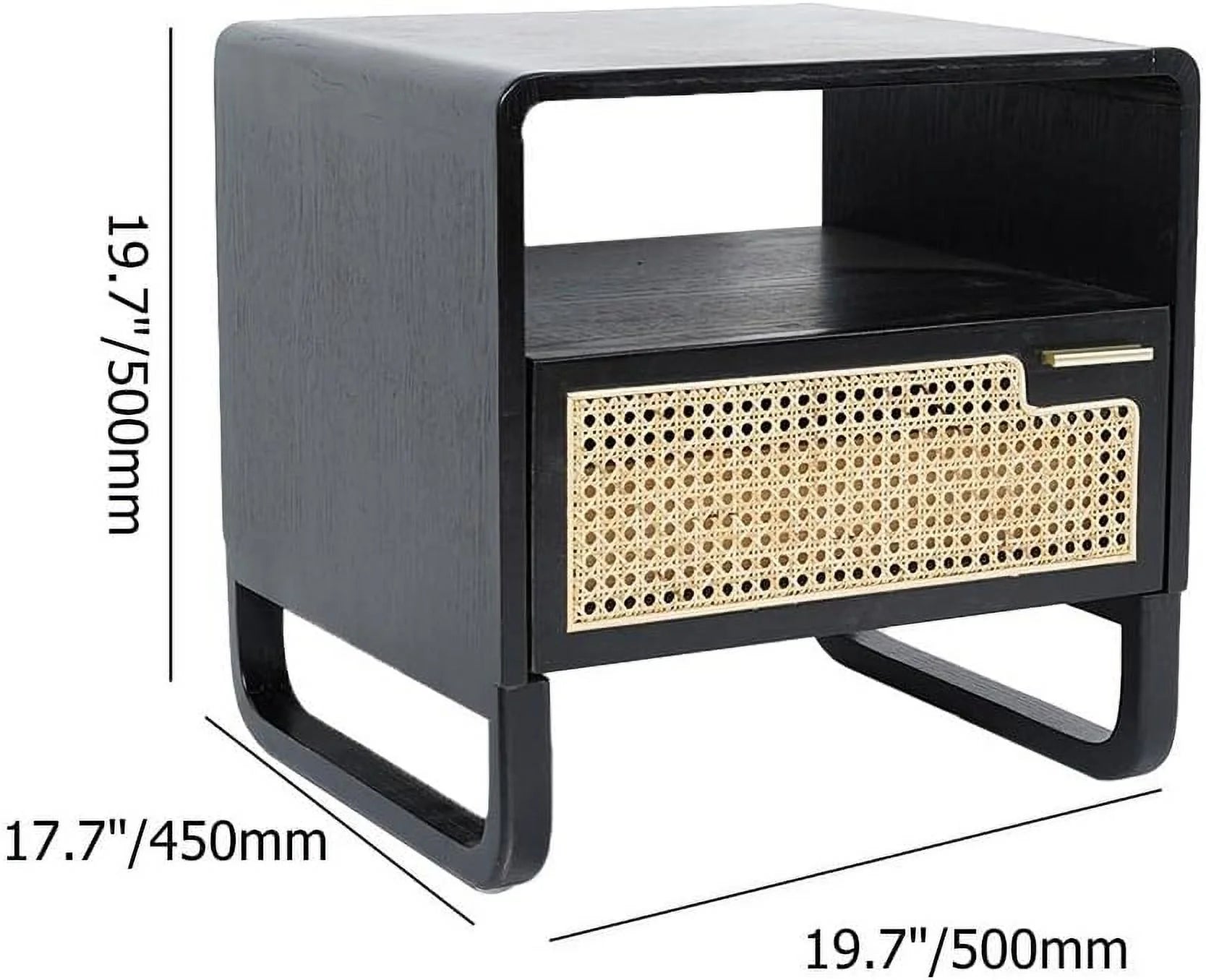Minimalist Rattan Woven Nightstand with Drawer N162182