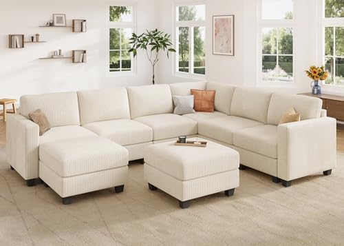 Corduroy Modular Sectional Couch with Storage, L-Shaped, 6 Seater, Dark Gray X823135
