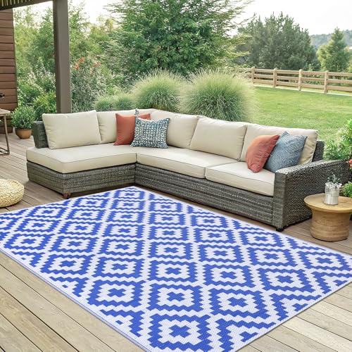 Waterproof Outdoor Rug 5x8 ft, Reversible Plastic Straw Patio Mat Z2613