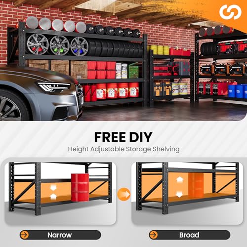 Heavy Duty 4-Tier Metal Garage Shelving Unit, Adjustable Steel Storage Rack D5378