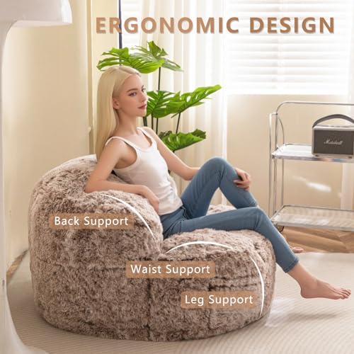 Giant Faux Fur Bean Bag Chair for Adults with Filler T74545