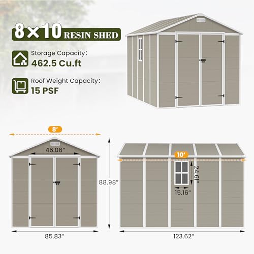 Outdoor Storage Shed 6 x 6 FT Resin Garden Shed with Lockable Door U891
