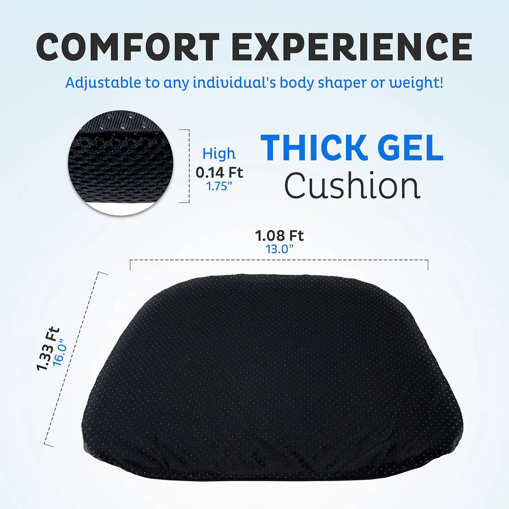 Gel Seat Cushion with Ergonomic Honeycomb Design, Large Size, Removable Washable Cover J1058