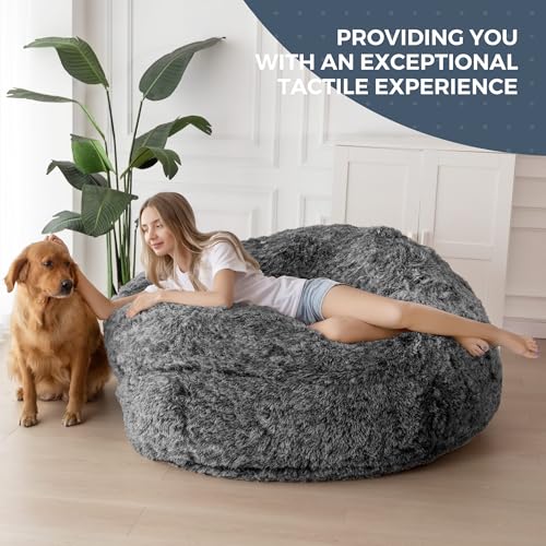 Giant Bean Bag Chair Bed for Adults, Convertible Floor Sofa Mattress R473823