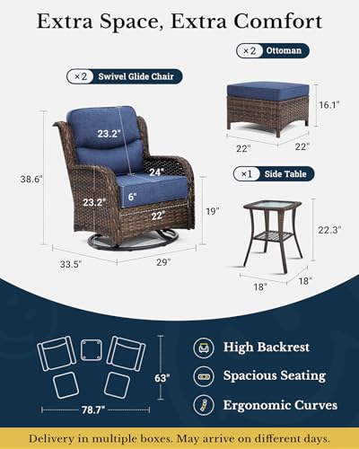 Outdoor Wicker Conversation Set with Cushions, 7 Pieces P4930