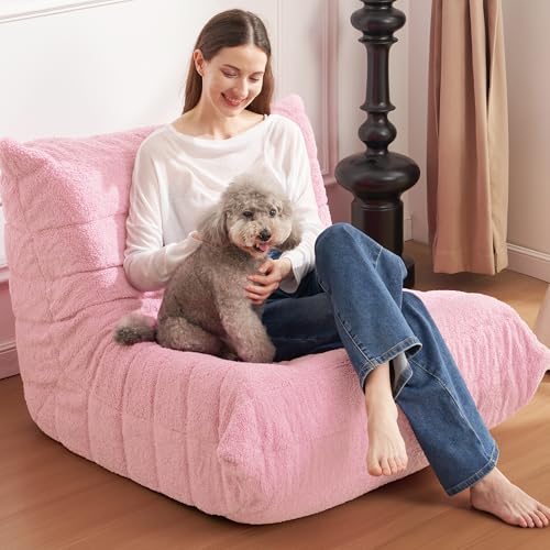 Bean Bag Chair for Adults with Memory Foam, Black Plush X409228
