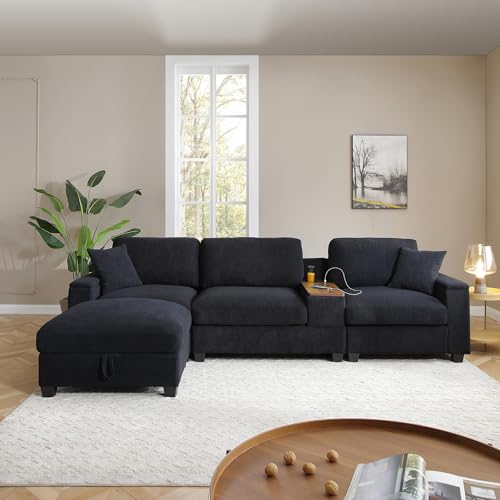 Modular Sectional Sofa with Ottoman, U-Shaped Lounge Couch H930