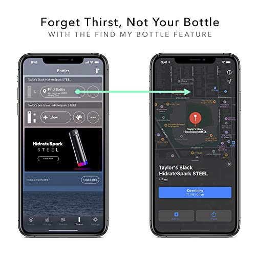 Smart Water Bottle with Bluetooth Tracking, 21oz, Black H337441
