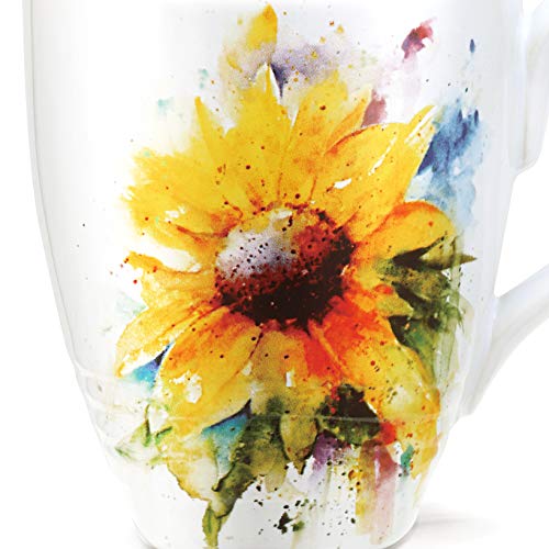 Lavender Flower Watercolor Ceramic Mug with Easy Grip Handle B9257