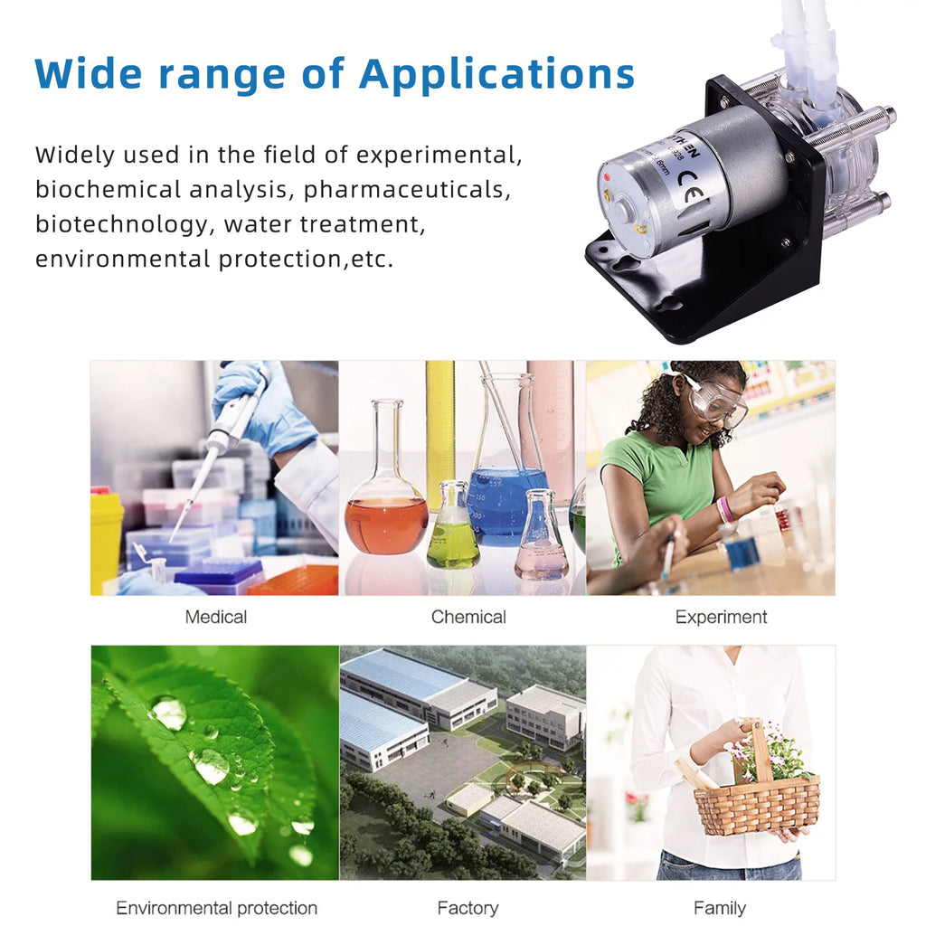Dosing Pump 12V Peristaltic with Silicone Tubing for Aquarium Lab V73062