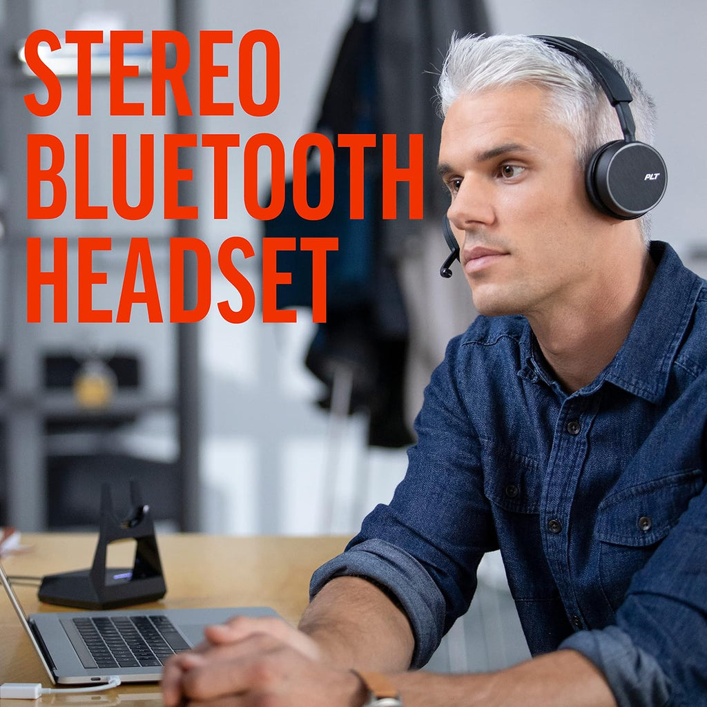 Bluetooth Single-Ear Headset with Charge Stand for PC, Mac & Desk Phone L18040