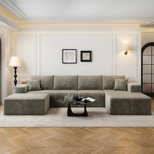 Modular Sectional Sofa with Ottoman, U-Shaped Deep Seat Couch for Living Room O870