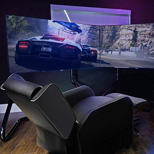 Gaming Recliner Chair for Adults, PU Leather Ergonomic Racing Style, Grey B7581