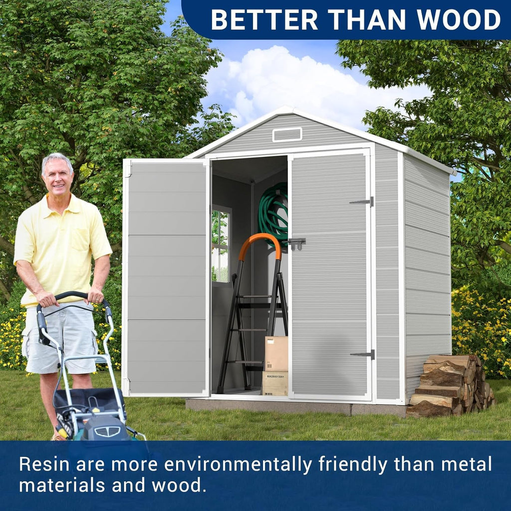 Outdoor Resin Storage Shed with Lockable Door, Window and Vents I818