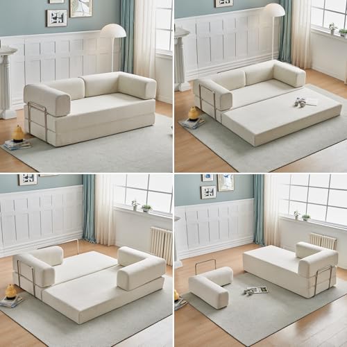 Foldable Floor Sofa Bed with Pillow Back and Armrest, Dark Gray S29408