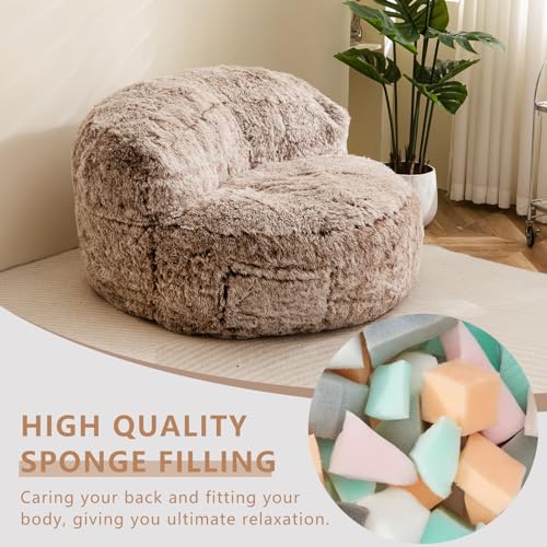 Giant Faux Fur Bean Bag Chair for Adults with Filler T74545