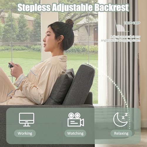 Sleeper Sofa with Pull-Out Bed, 3-in-1 Convertible, Light Gray E75945