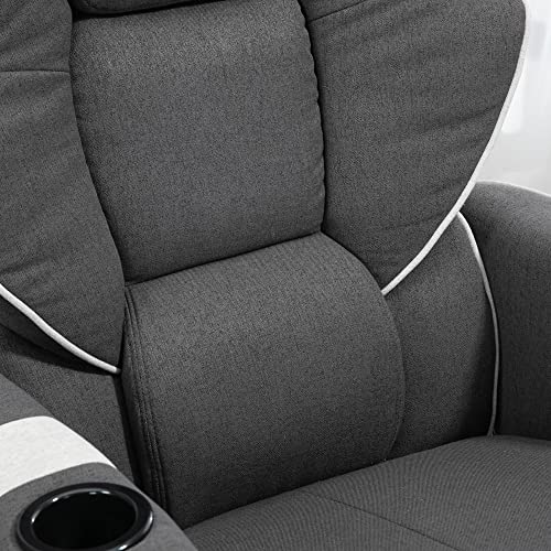 Manual Recliner Swivel Lounge Armchair with Footrest and Cup Holders, Black T5089