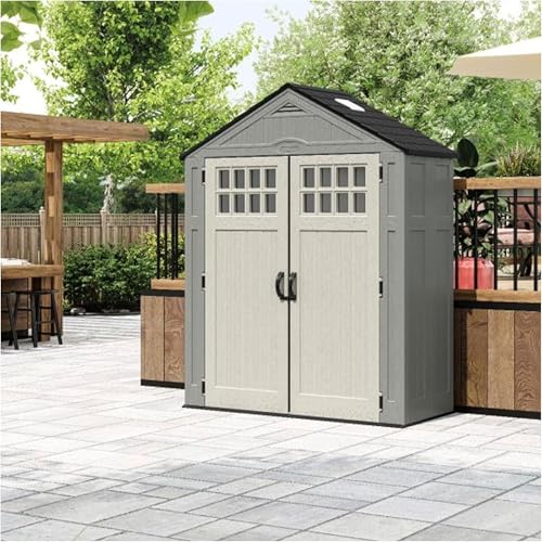 Heavy-Duty Resin Outdoor Shed with Double Doors and Windows, 6 x 3 ft X3464