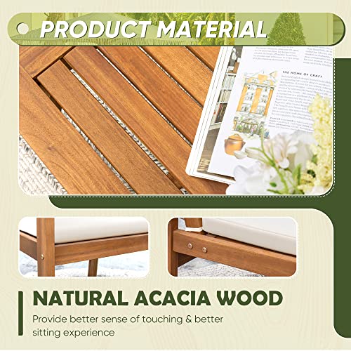 Acacia Wood Patio Conversation Set with Coffee Table and Cushions V550402